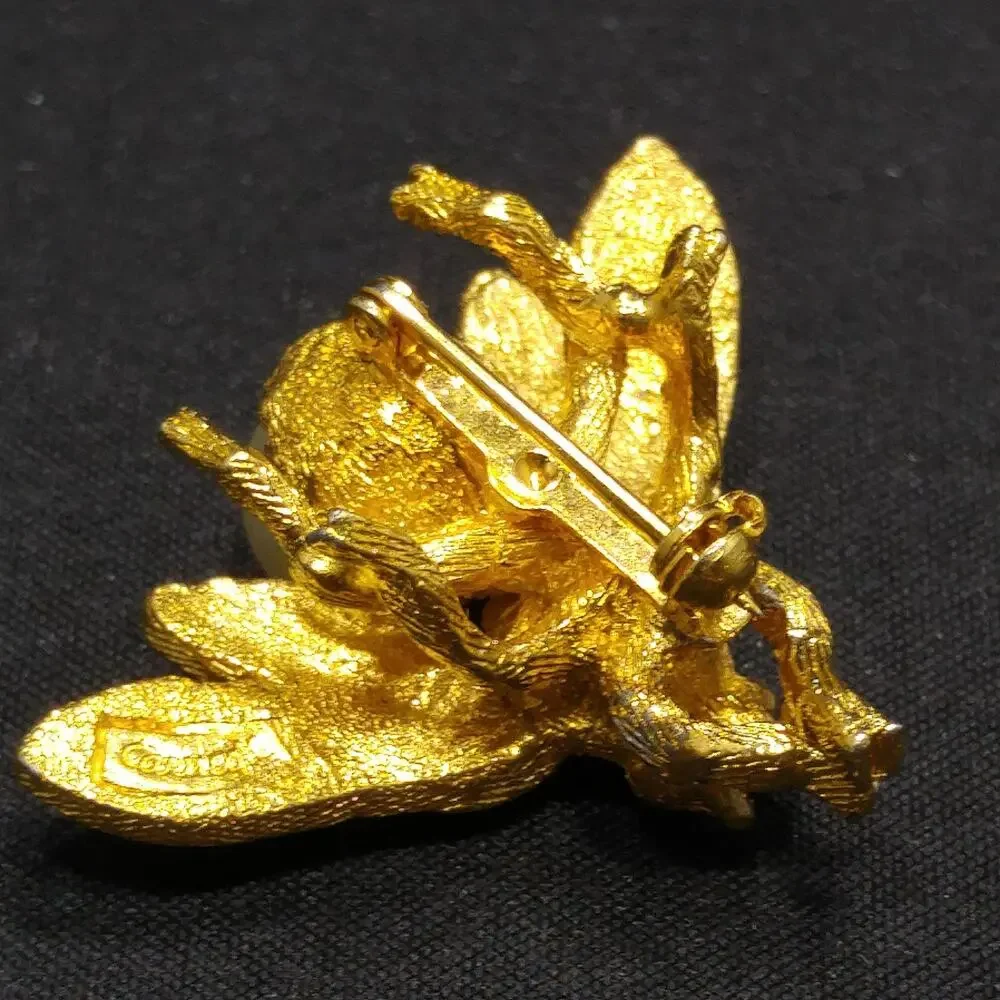 Vintage Hattie Carnegie Insect Brooch, Faux Pearl, 1960s Vintage Jewelry